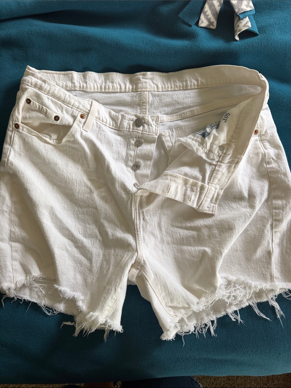 Levi's White Frayed-Hem Women's Jean Shorts